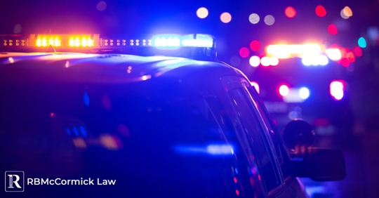 Police siren lights in the night